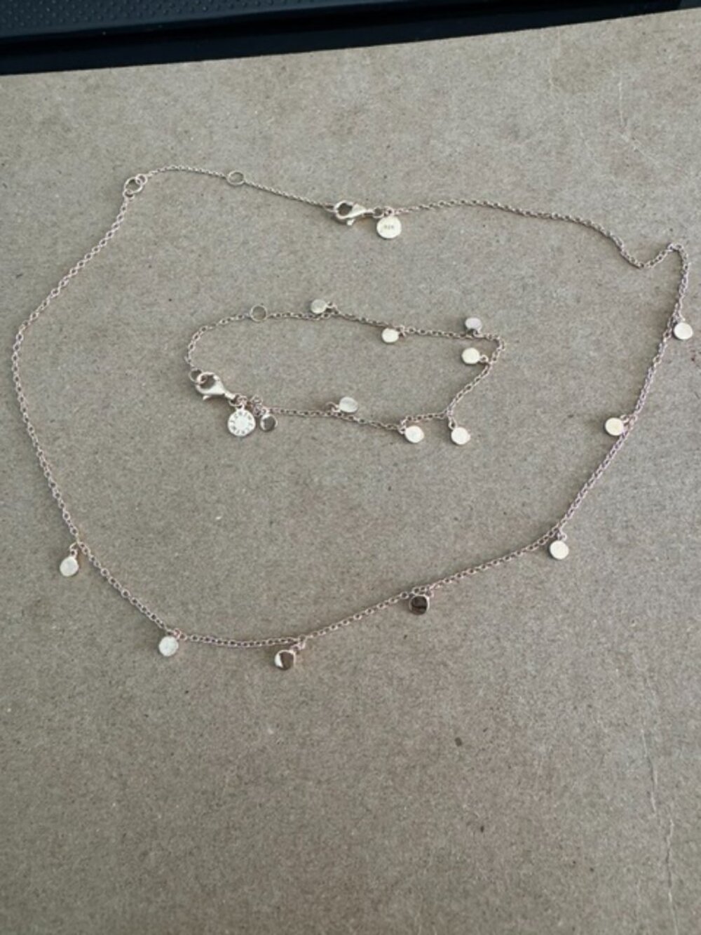 J.Crew 14k gold‑plated dot charm necklace and bracelet in rose gold